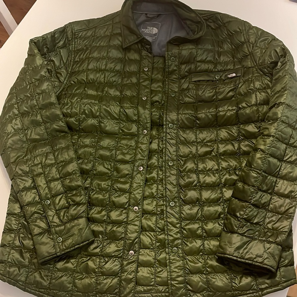 Olive button up puffer